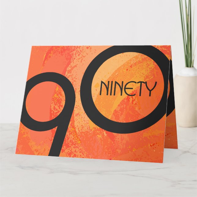 Orange Decade 90th Birthday Card (Front)