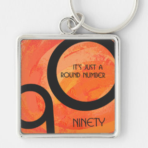 Orange Decade 90th Birthday Keychain