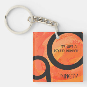 Orange Decade 90th Birthday Keychain
