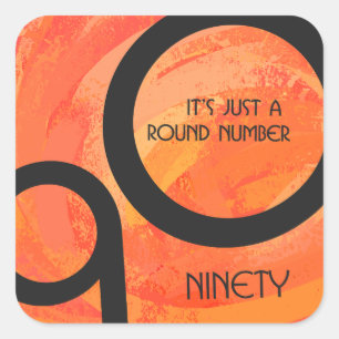 Orange Decade 90th Birthday Square Sticker