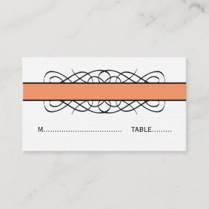 Orange Deco Flourish Place Card