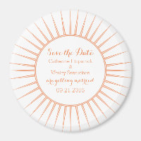 Orange Deco Retro Save the Date Magnet