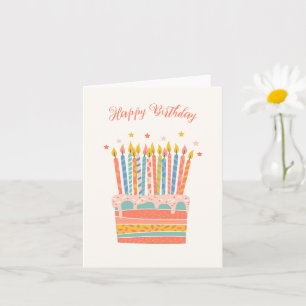Orange decorative birthday cake slice card