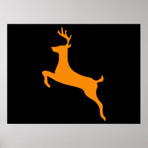 Orange Deer Silhouette Poster