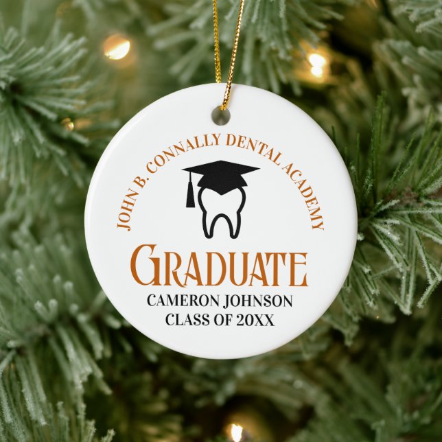 Orange Dental School Custom Graduation Christmas Ceramic Ornament (Tree)