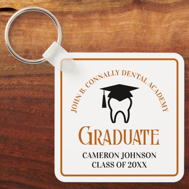 Orange Dental School Custom Graduation Gift Keychain (Front)