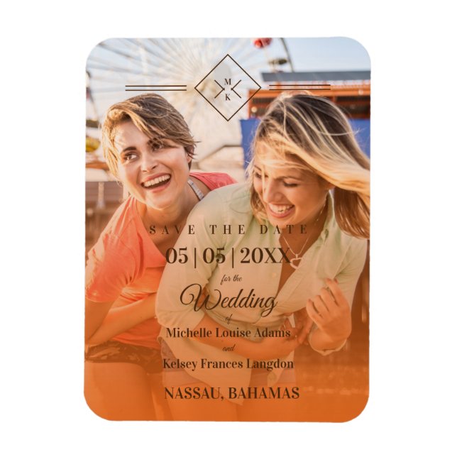 Orange Destination Wedding Gay Lesbian Wedding Magnet (Vertical)