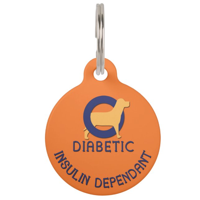 Orange Diabetic medical alert dog tag (Front)