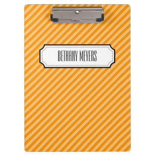 Orange Diagonal Stripe Personalized Clipboard