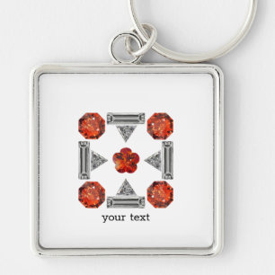Orange Diamond Gemstone Art, Orange Keychain