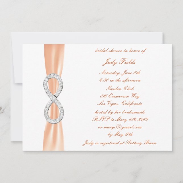 Orange Diamond Infinity Invitation de douche nupti (Devant)