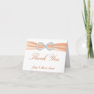 Orange Diamond Infinity Wedding Thank You Card