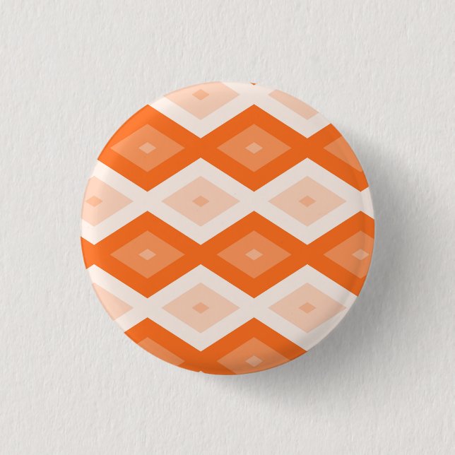 Orange diamond pattern 1 inch round button (Front)