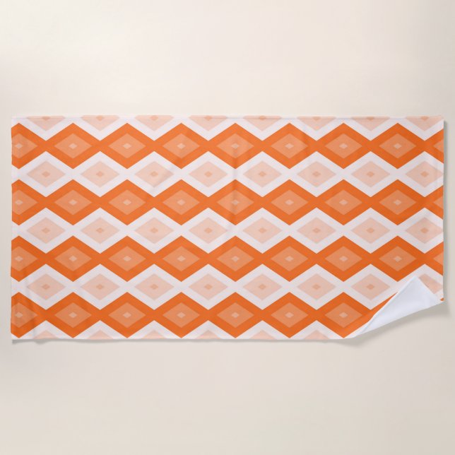 Orange diamond pattern beach towel (Front)