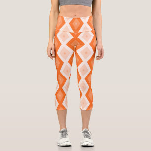 Orange diamond pattern capri leggings