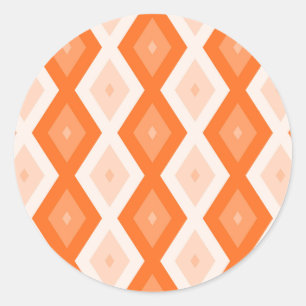 Orange diamond pattern classic round sticker