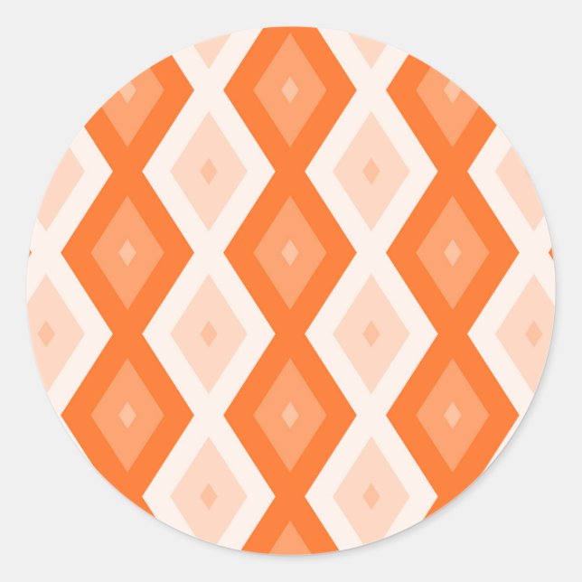 Orange diamond pattern classic round sticker (Front)