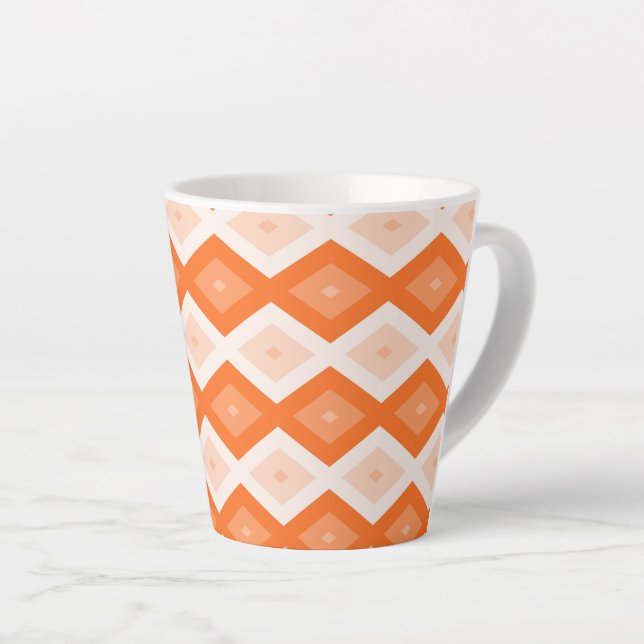 Orange diamond pattern latte mug (Right Angle)