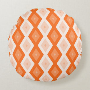 Orange diamond pattern round pillow