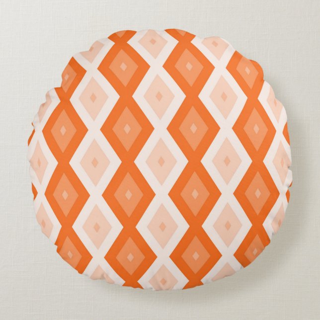 Orange diamond pattern round pillow (Front)