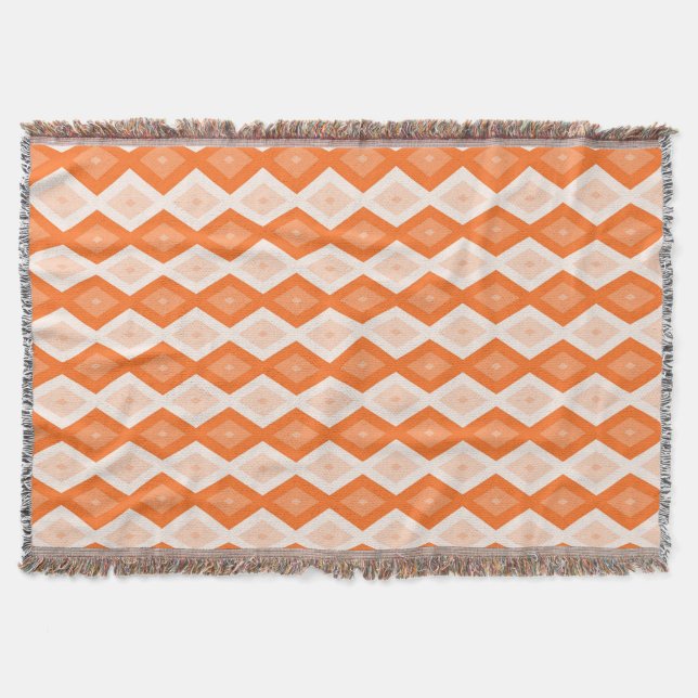 Orange diamond pattern throw blanket (Front)