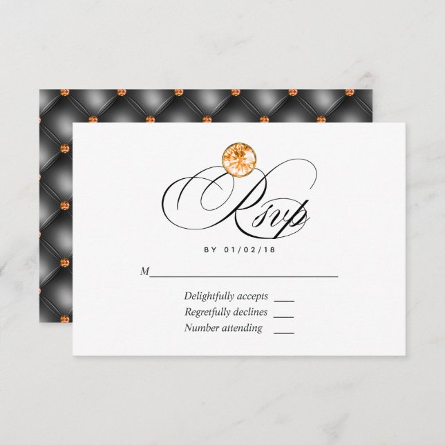 Orange Diamond Wedding RSVP Card (Front/Back)