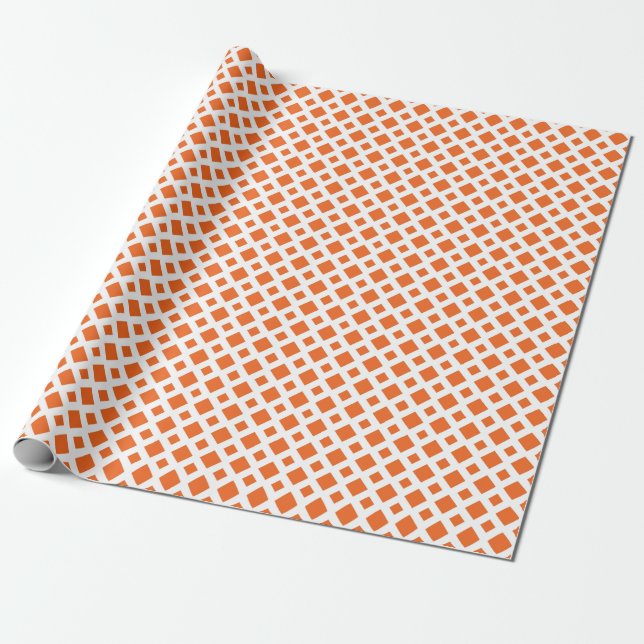 Orange Diamonds on White Wrapping Paper (Unrolled)
