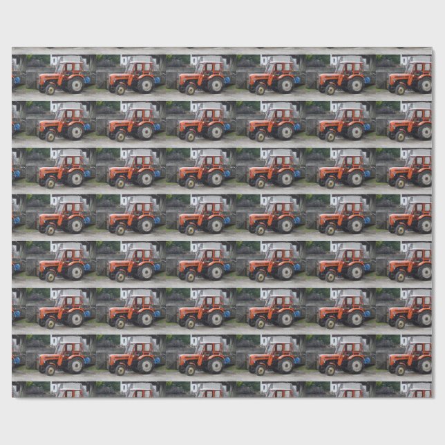 Orange Diesel Tractor Steyr KL II Wrapping Paper (Flat)