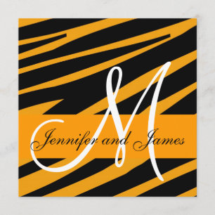 Orange d'impression de tigre Faire-part de mariage