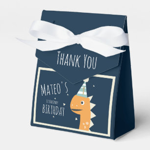 Orange Dinosaur Birthday Thank You Party Favor Box