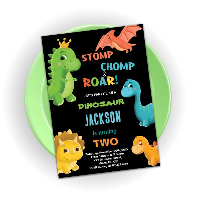 Orange Dinosaur Invitations d'anniversaire (Orange Dinosaur Birthday Invitations)