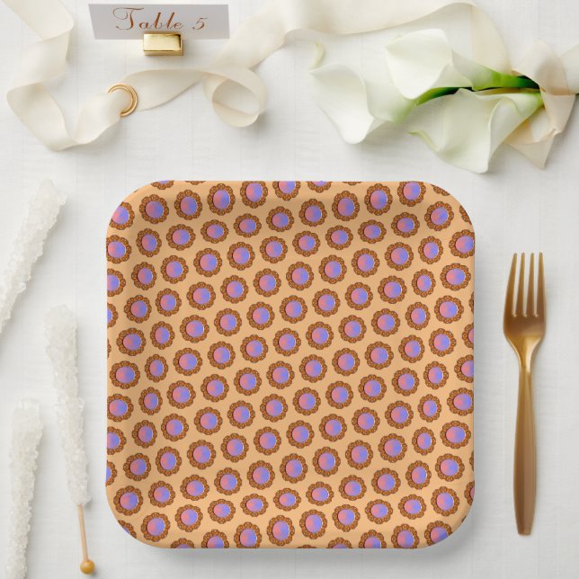 Orange Disc Ribbon by Kenneth Yoncich Paper Plate (Wedding)