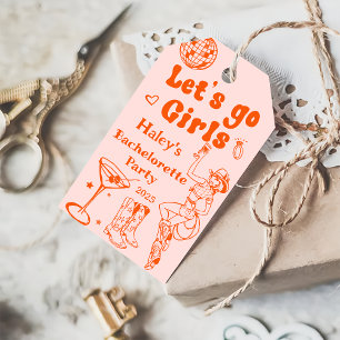 Orange Disco Cowgirl Rodeo Bachelorette Party Gift Tags