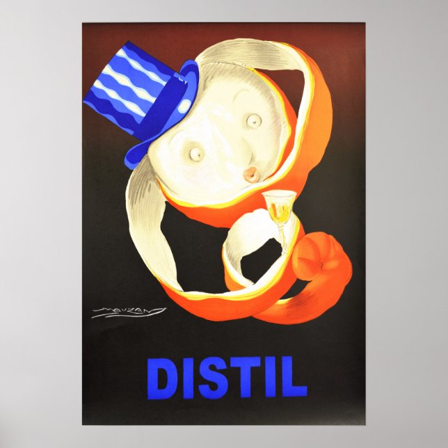 ORANGE DISTIL Liquor Advertisement Mauzan Art Deco Poster (Front)
