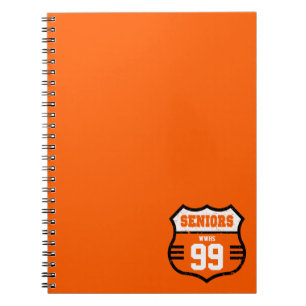 Orange Distressed Seniors Road Sign Notebook