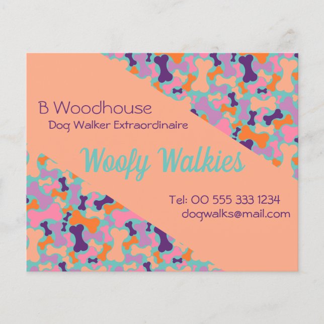 Orange dog bone design business Stationery Flyer (Front)