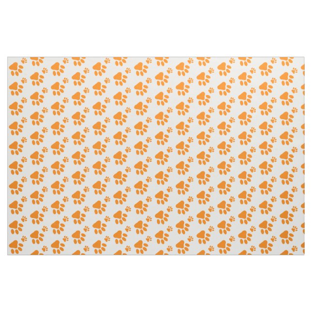 orange dog paw print pattern fabric (Yard)