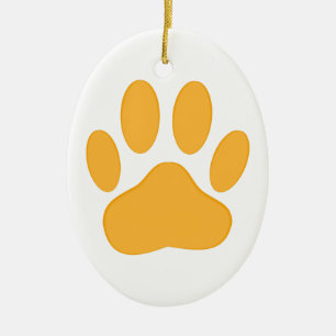 Orange Dog Pawprint Ceramic Ornament
