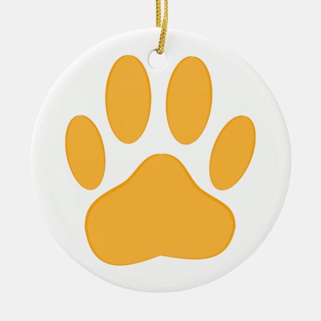 Orange Dog Pawprint Ceramic Ornament (Front)