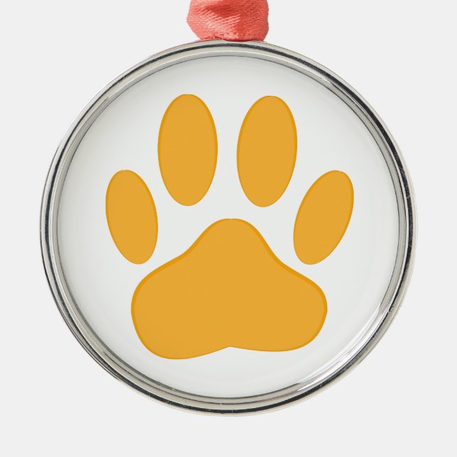 Orange Dog Pawprint Metal Ornament (Front)