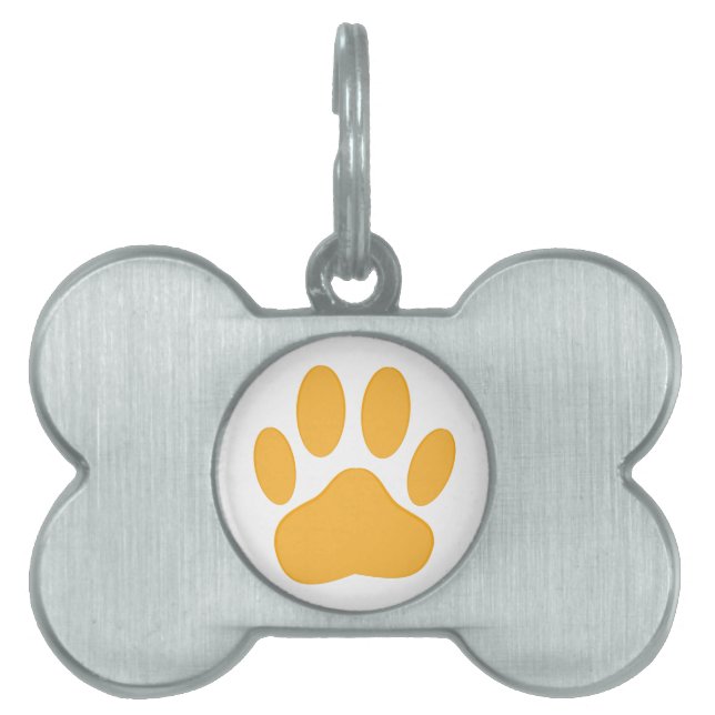 Orange Dog Pawprint Pet ID Tag (Front)