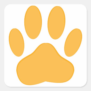 Orange Dog Pawprint Square Sticker