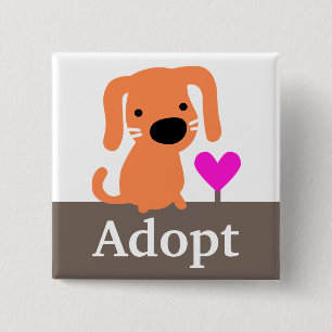 Orange Dog Pet Adoption 2 Inch Square Button