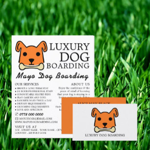 Orange Dog with Bone, Dog Boarding Business Card