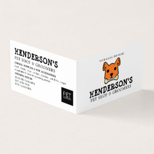 Orange Dog with Bone, Pet Store & Groomer Detailed Business Card