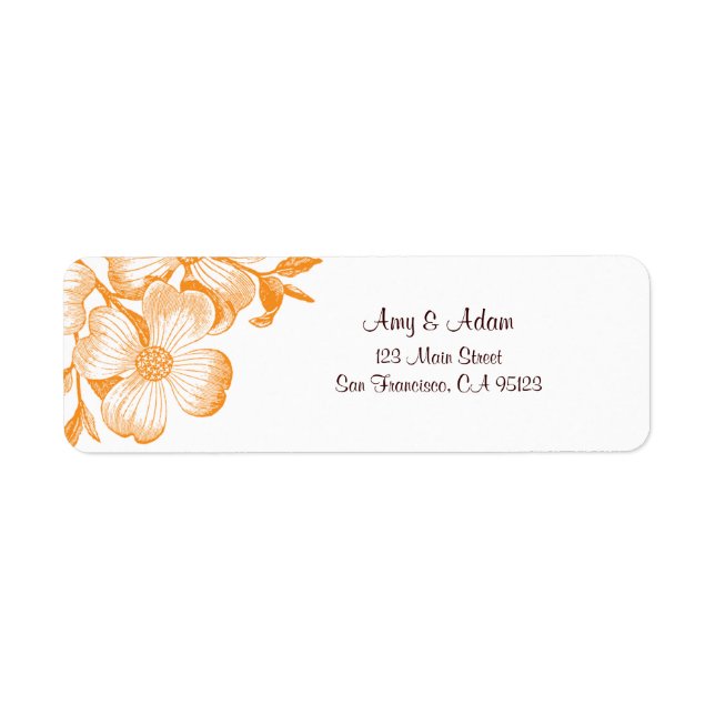 Orange Dogwood Flower Address Label (Front)