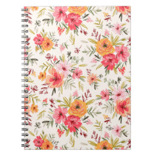 Orange Doodle Garden Flower Pattern Notebook