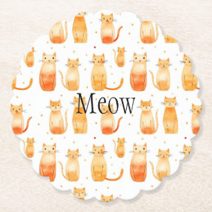 Orange Dots and Cats Medium Gift Bag Paper Coaster