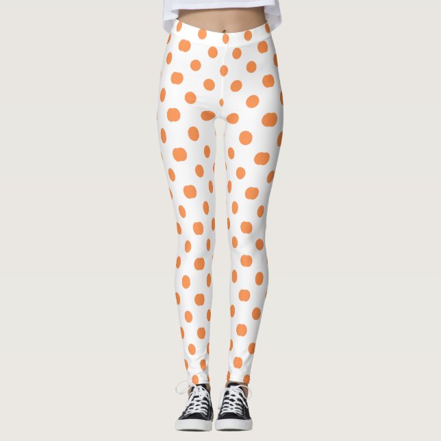 Orange Dotted Design Leggings (Front)