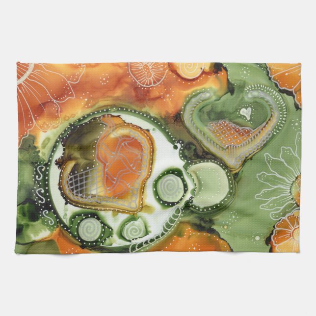 Orange Dotty Kitchen Towel (Horizontal)